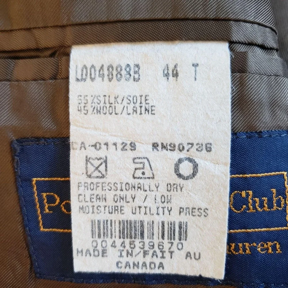 Vintage Polo University Club Ralph Lauren Jacket Mens 44 Brown Check Blazer